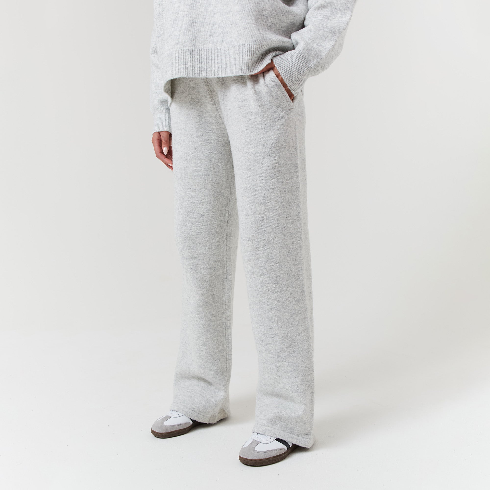 Knit Open Hem Jogger Light Grey Marl