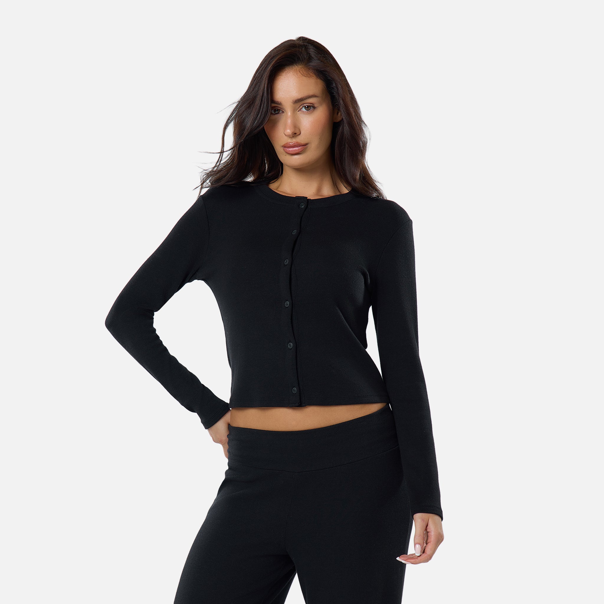 Ribbed Button Up Top