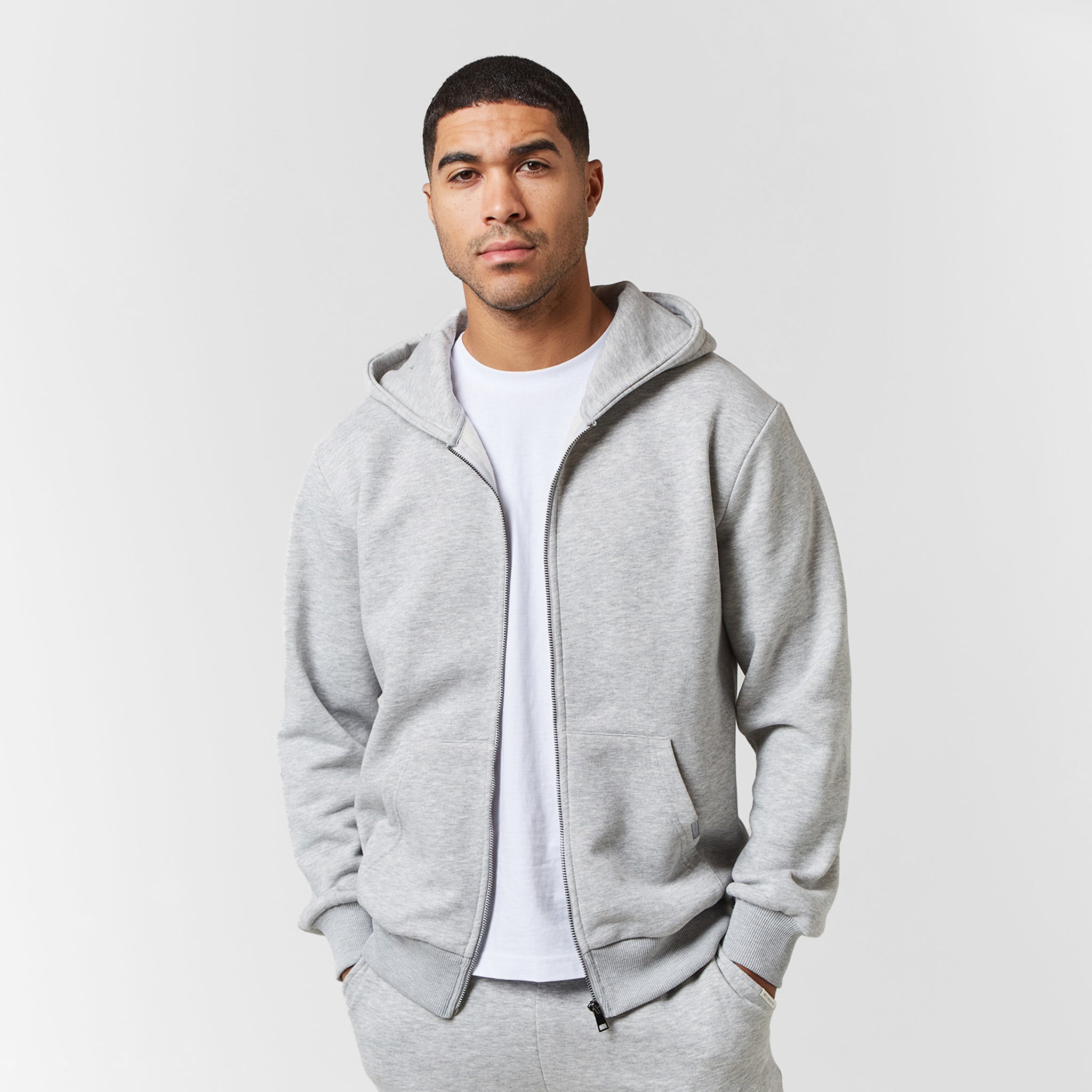 Relaxed Full Zip Hoodie Grey Marl – Closure London