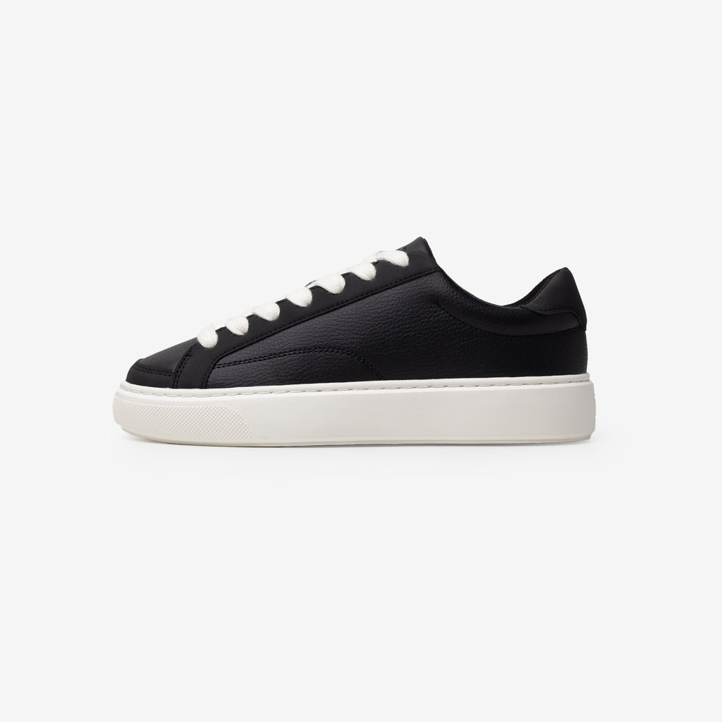 Men's Black/Off White  Premium Court Trainer  Closure London  Front View