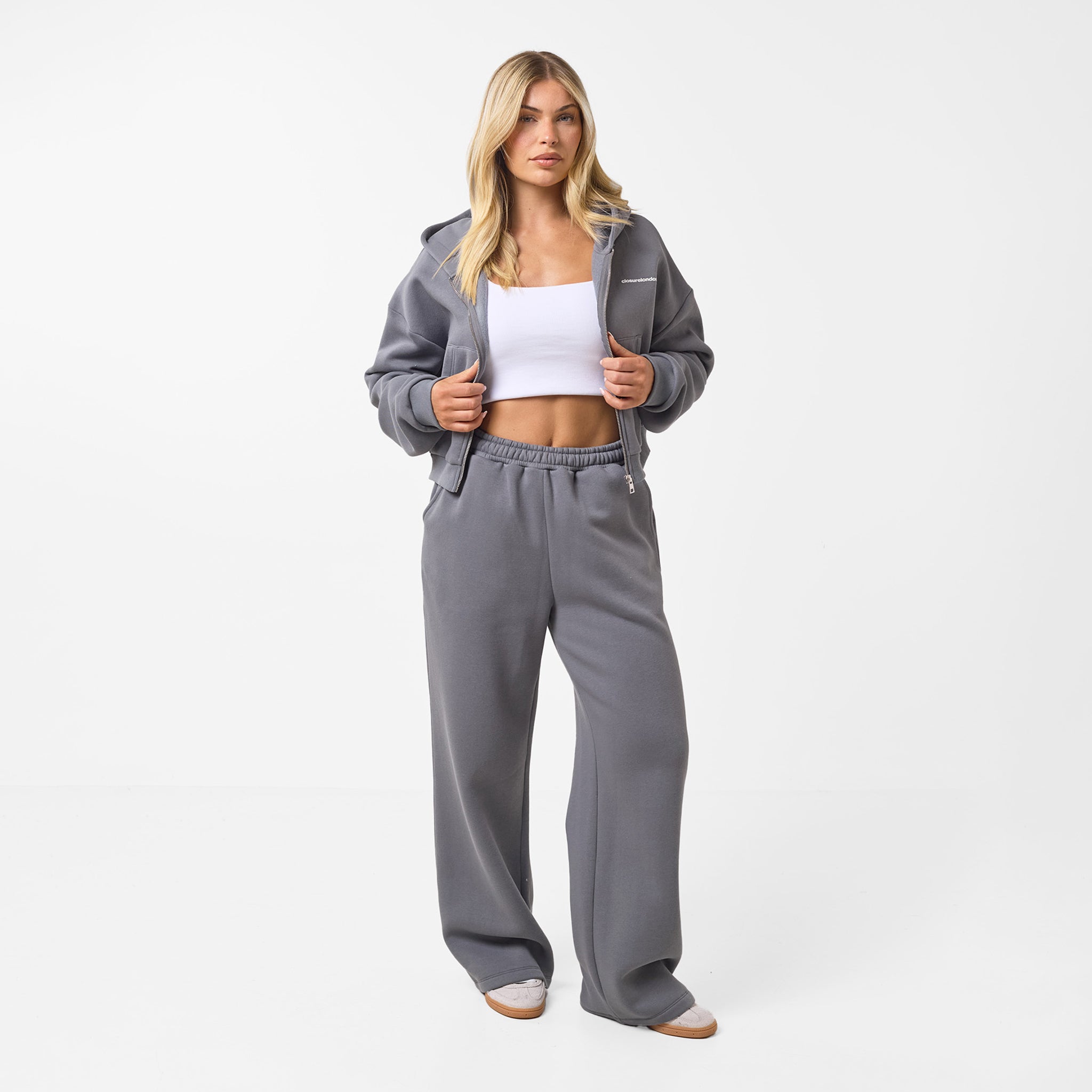 Stacked Crop Tracksuit Space Grey