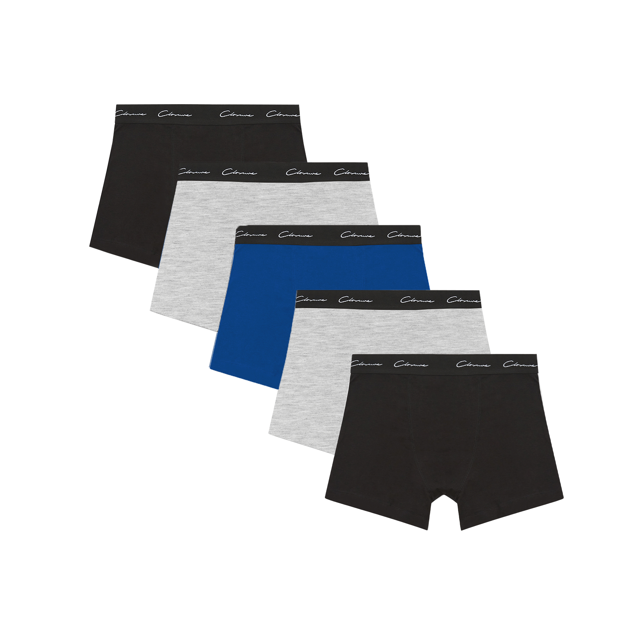 5 Pack Classic Signature Boxers Black Grey Marl Blue