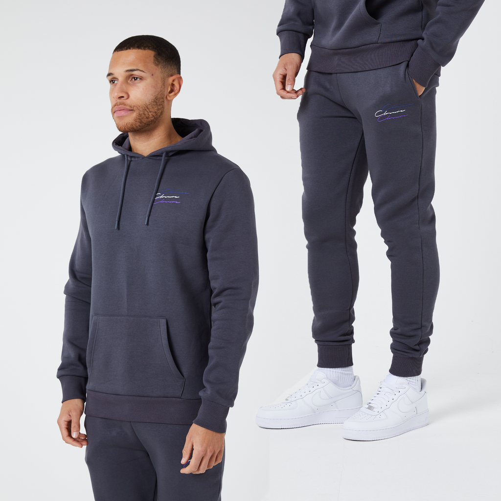 Triple logo full tracksuit in charcoal
