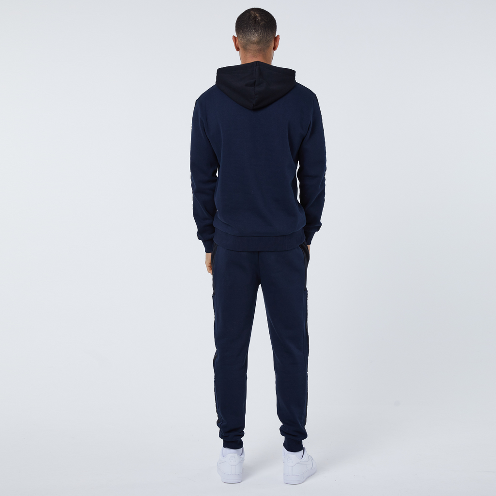 Panel hooded tracksuit in Navy