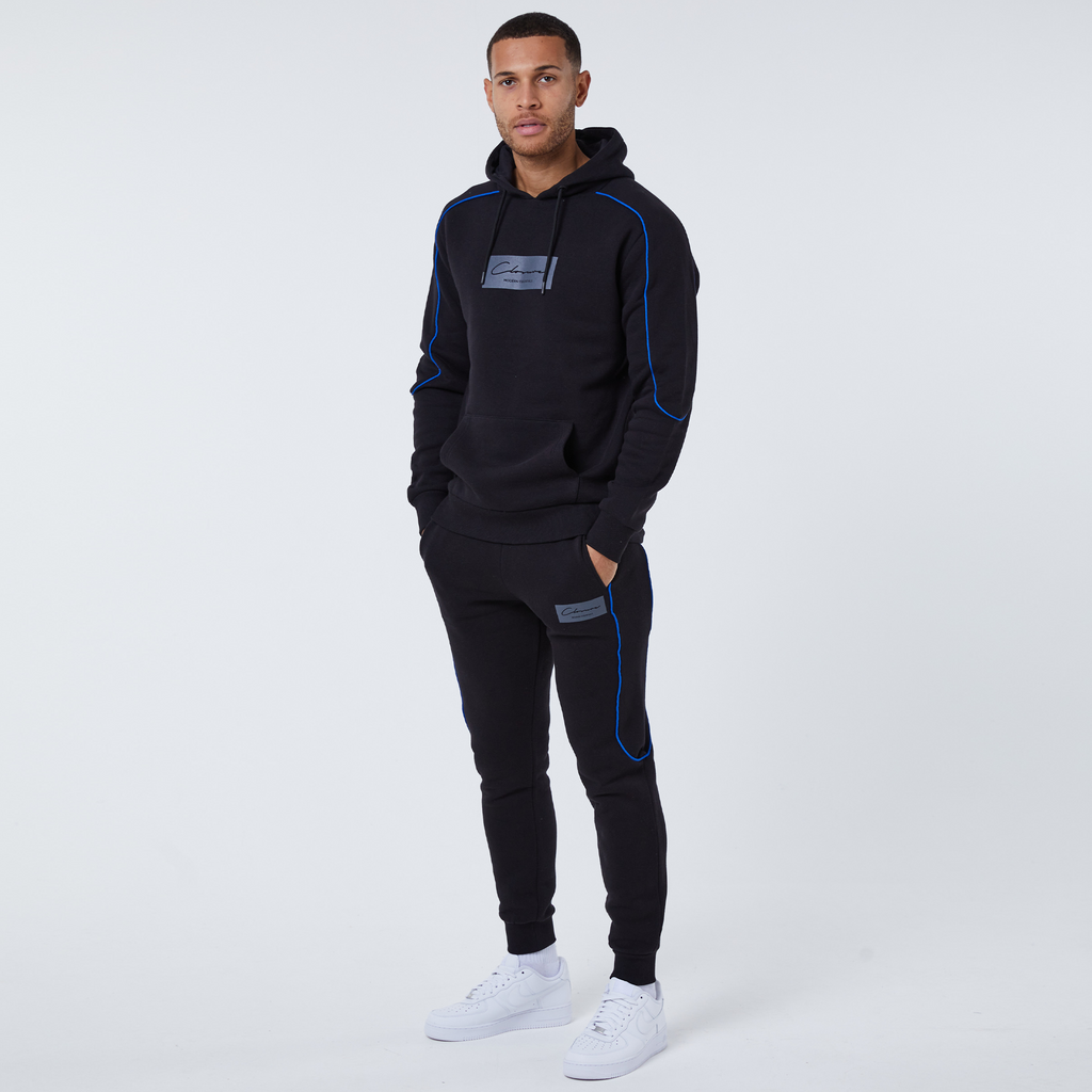 Black piped full tracksuit with closure box logo