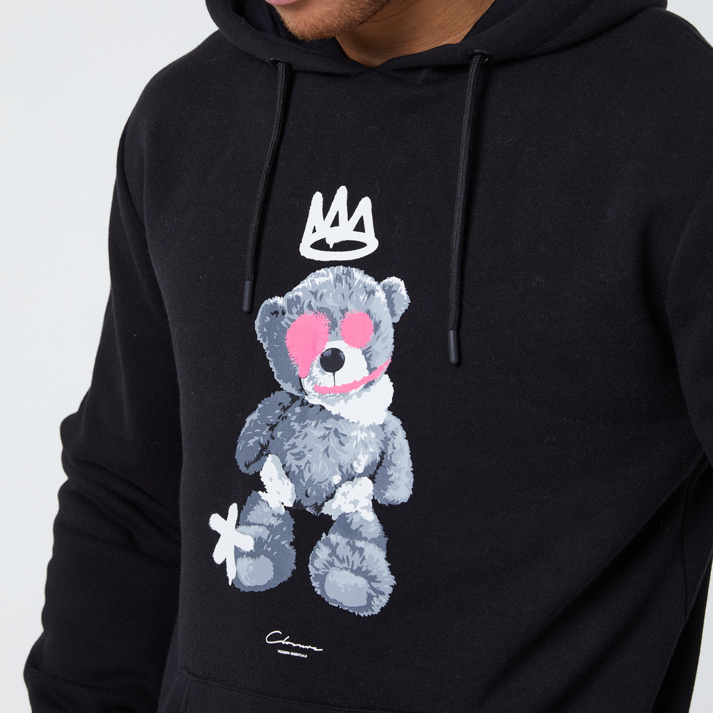 Regular fit hoodie with teddy graphic