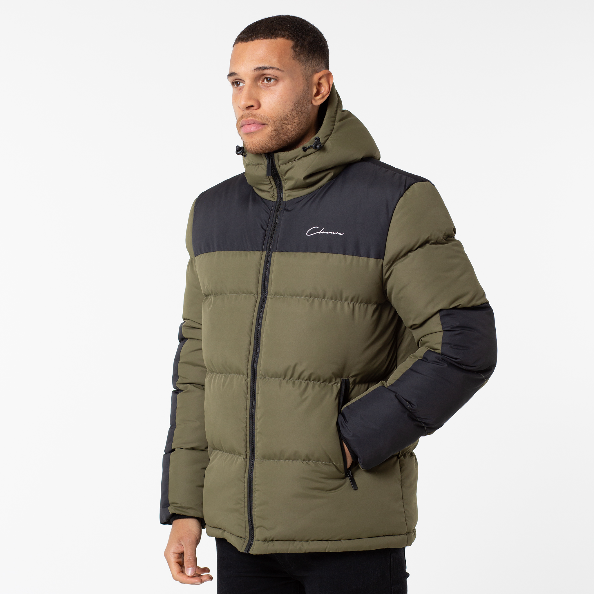Panelled Contrast Puffer Parka