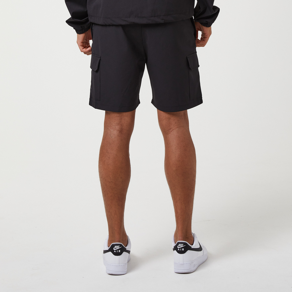 Back of tech woven shorts in black